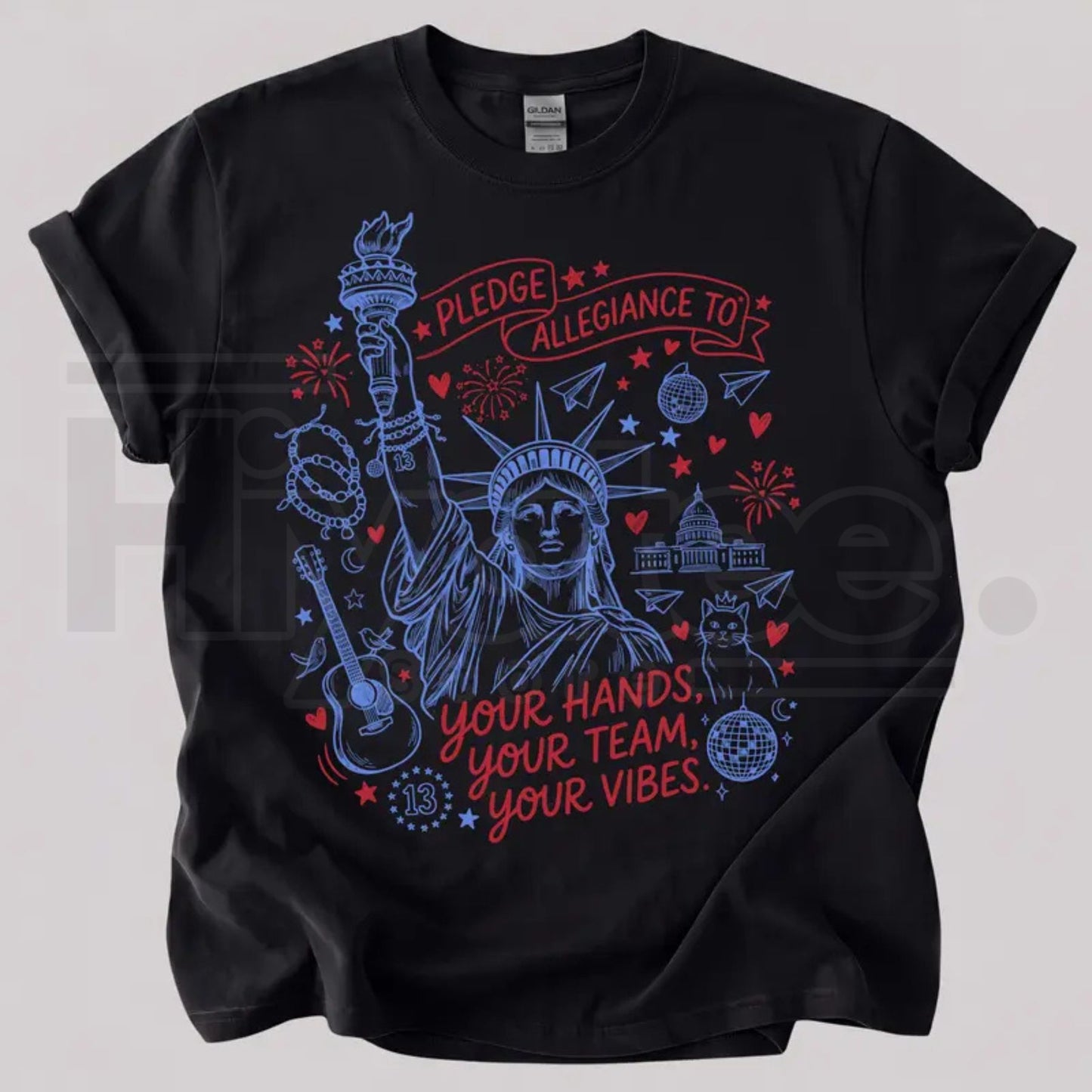 Pledge Allegiance To Your Hands Your Team Your Vibes T-Shirt – Trendy Aesthetic Graphic Tee