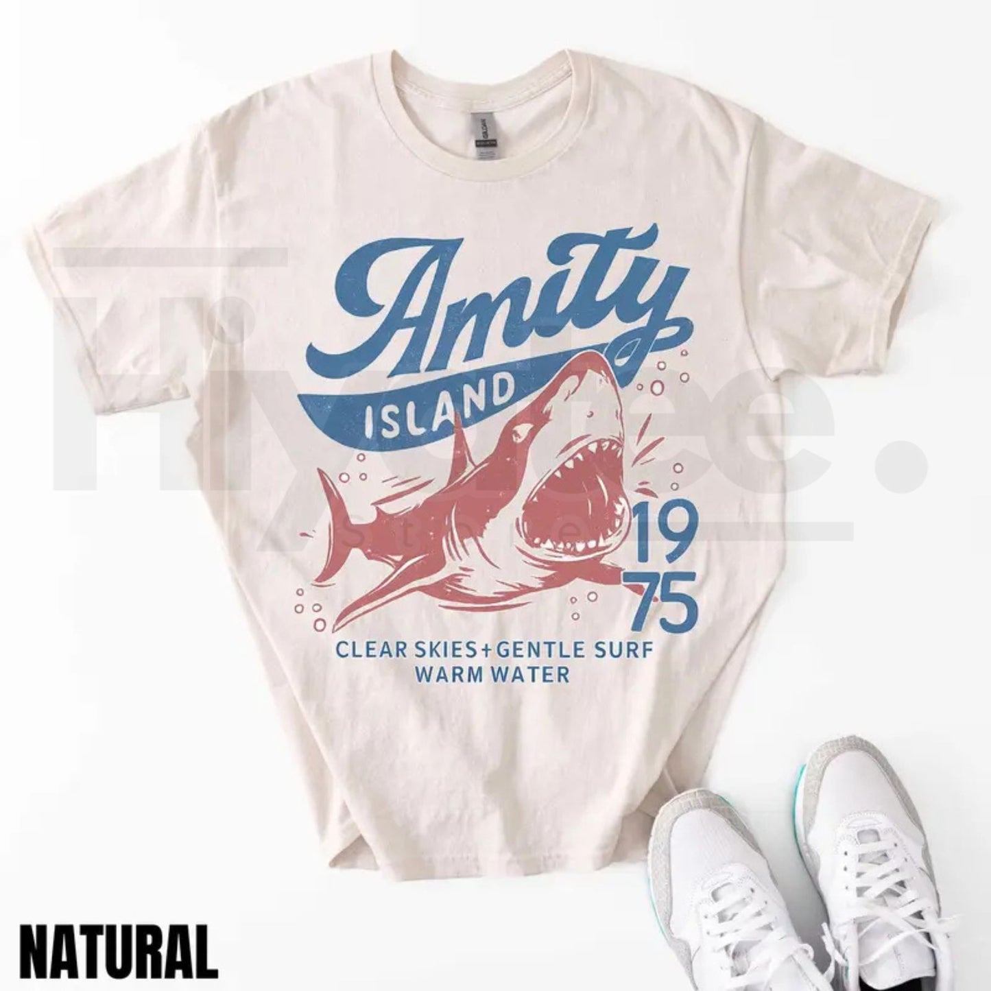 "Amity Island 1975" – Retro Movie Inspired Beach Graphic Top