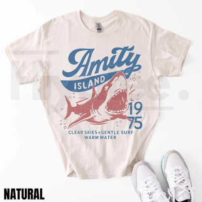 "Amity Island 1975" – Retro Movie Inspired Beach Graphic Top
