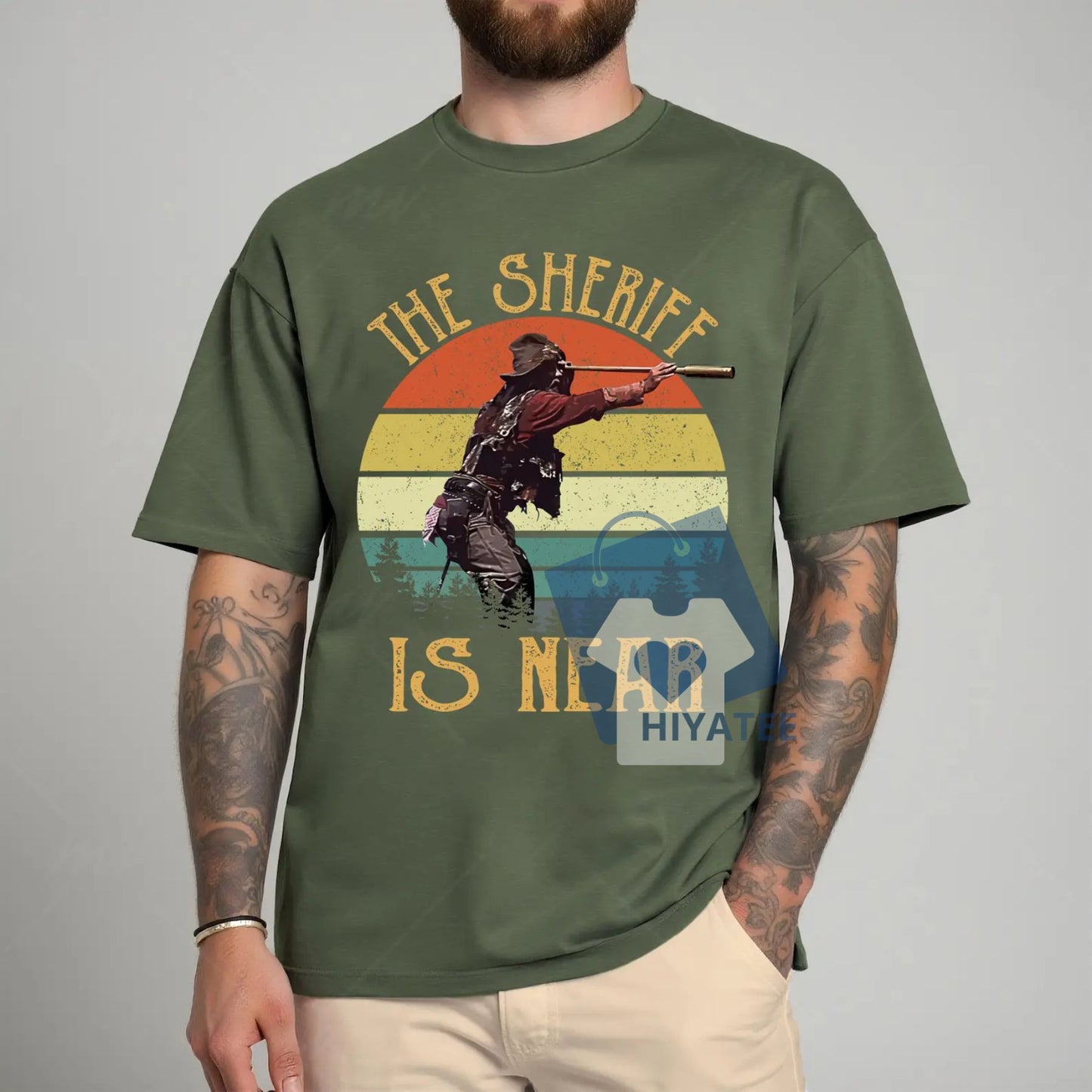 The Sheriff Is Near T-Shirt – 70s Western Movie Graphic Tee