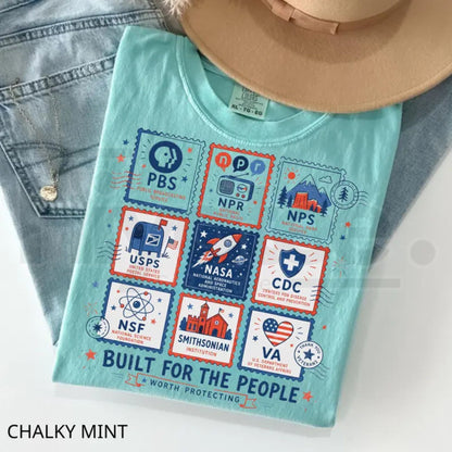 Comfort Colors Built for the People Shirt – Retro Democratic Institutions Stamp Tee, Vintage Leftist Protest Top
