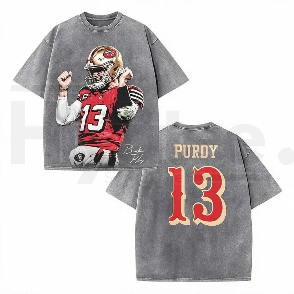 Brock Purdy #13 Bay Area Football Fan Art Graphic Tee – Vintage Washed Heavyweight Cotton Game-Day Shirt