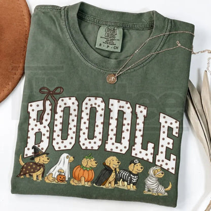 Halloween Goldendoodle Comfort Colors Funny Spooky Dog Mom Tee