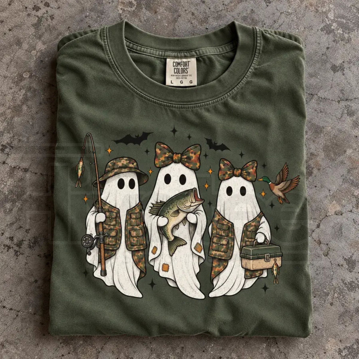 Fishing Season Ghosts Camo Ghost Halloween Comfort Colors Tee