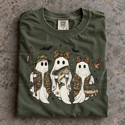 Fishing Season Ghosts Camo Ghost Halloween Comfort Colors Tee