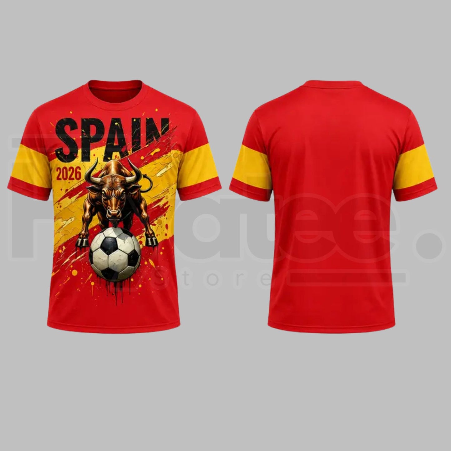 Spain Soccer Jersey For Men – 2026 Spain Fan Jersey, V-Neck Quick-Drying Athletic Sport Top