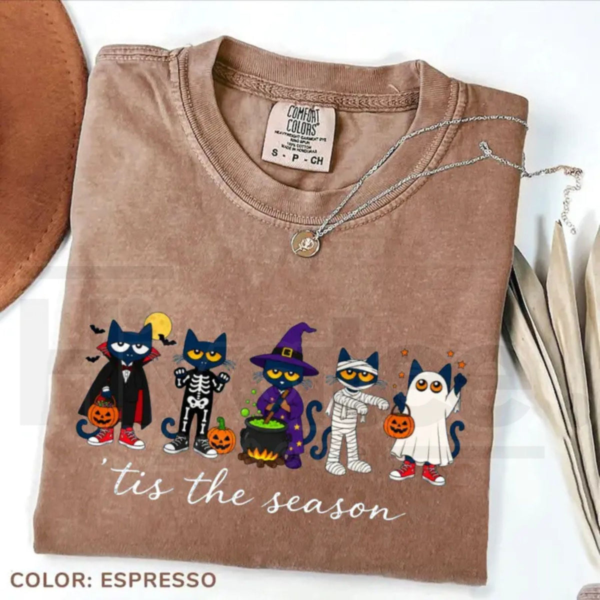 Pete the Cat Halloween Teacher Shirt Tis the Season Funny School Classroom Tee