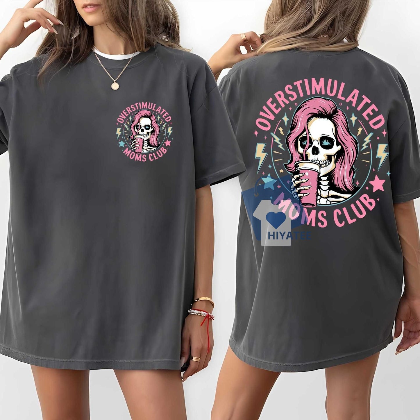 Funny Skeleton Overstimulated Moms Club Shirt – Moms Club Tee – Funny Mom Graphic T-Shirt