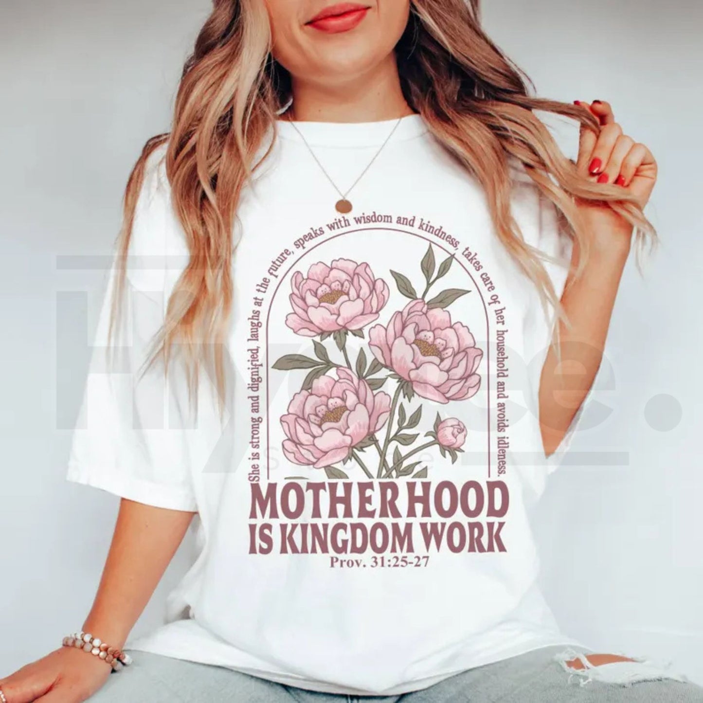 Comfort Colors® Motherhood Is Kingdom Work Shirt – Christian Mom & Religious Boho Floral Tee