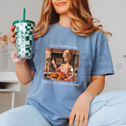 Comfort Colors Funny Thanksgiving Doll Face T-Shirt – Sarcastic Turkey Day Tee