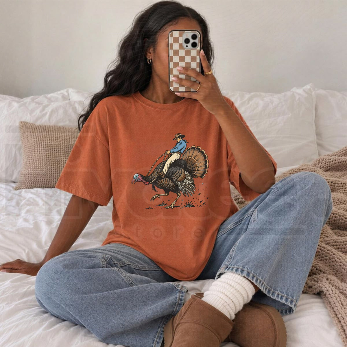 Comfort Colors Cowboy Turkey T-Shirt – Funny Western Rodeo Thanksgiving Tee