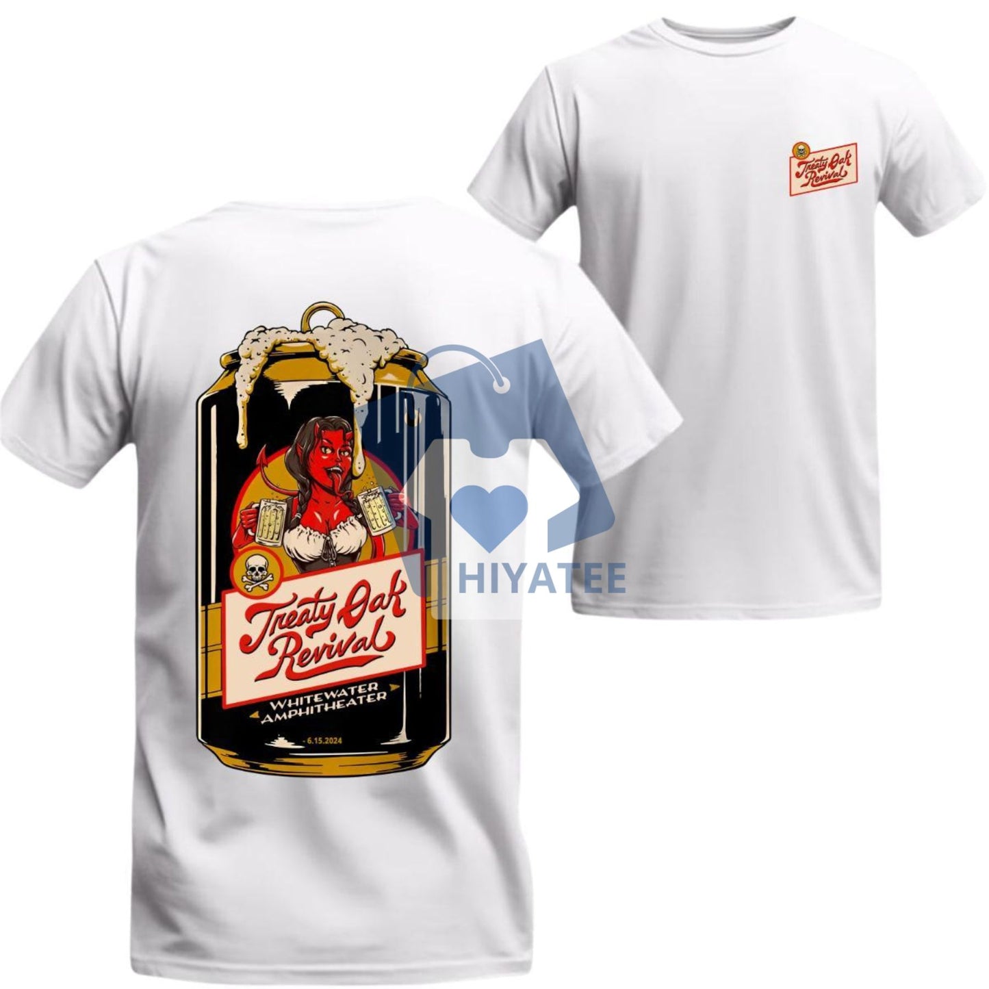 Treaty Oak Revival T-Shirt – Vintage Western Beer Can Graphic Tee, Country Music Concert Shirt for Men