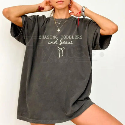 Comfort Colors® Chasing Jesus and Toddlers Coquette T-Shirt