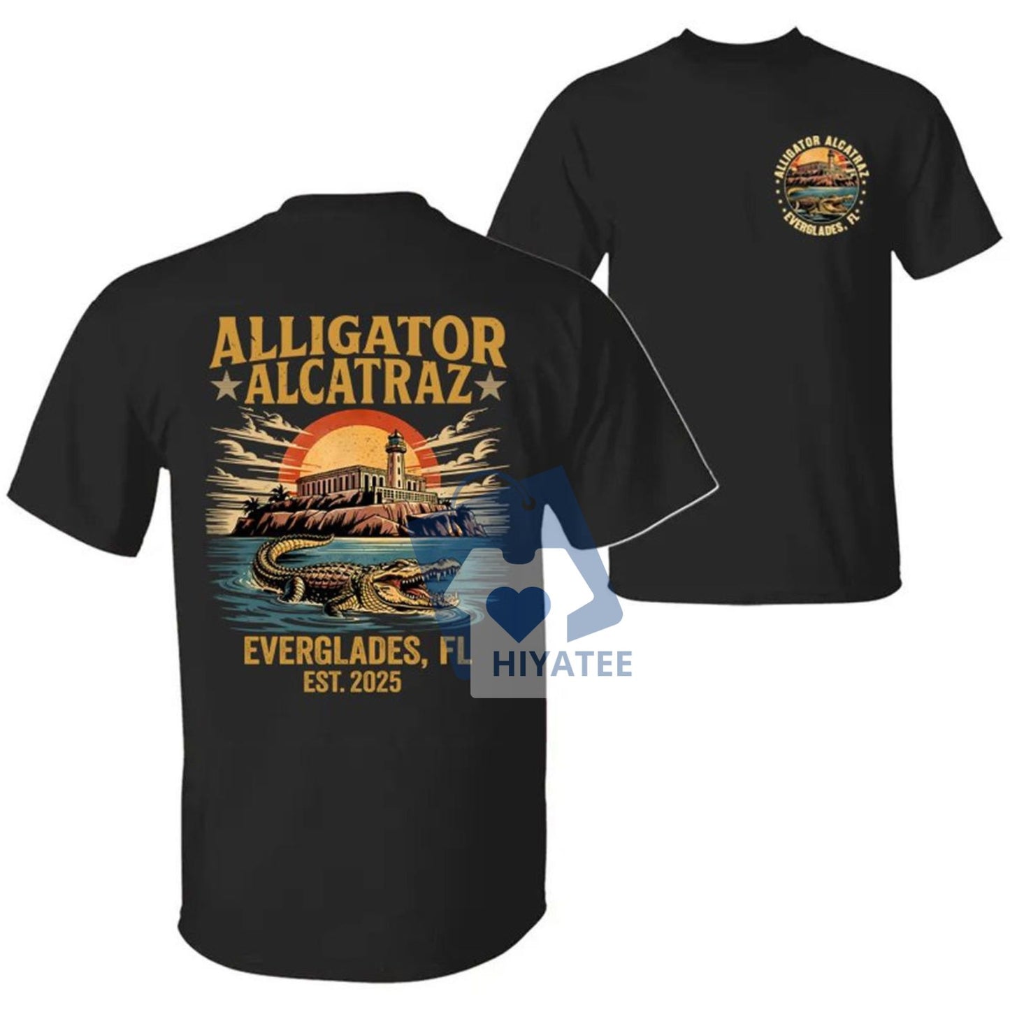 Retro Alligator Alcatraz T-Shirt – 2-Sided Funny Florida Gator Tee, Southern Dark Humor Graphic Shirt