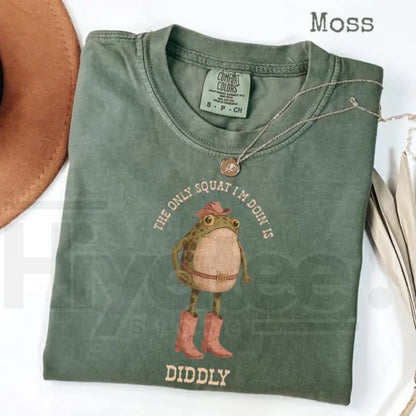 Comfort Colors® The Only Squat I'm Doin' Is Diddly Shirt – Funny Cowboy Frog Western Tee, Sarcastic Lazy Gym Shirt