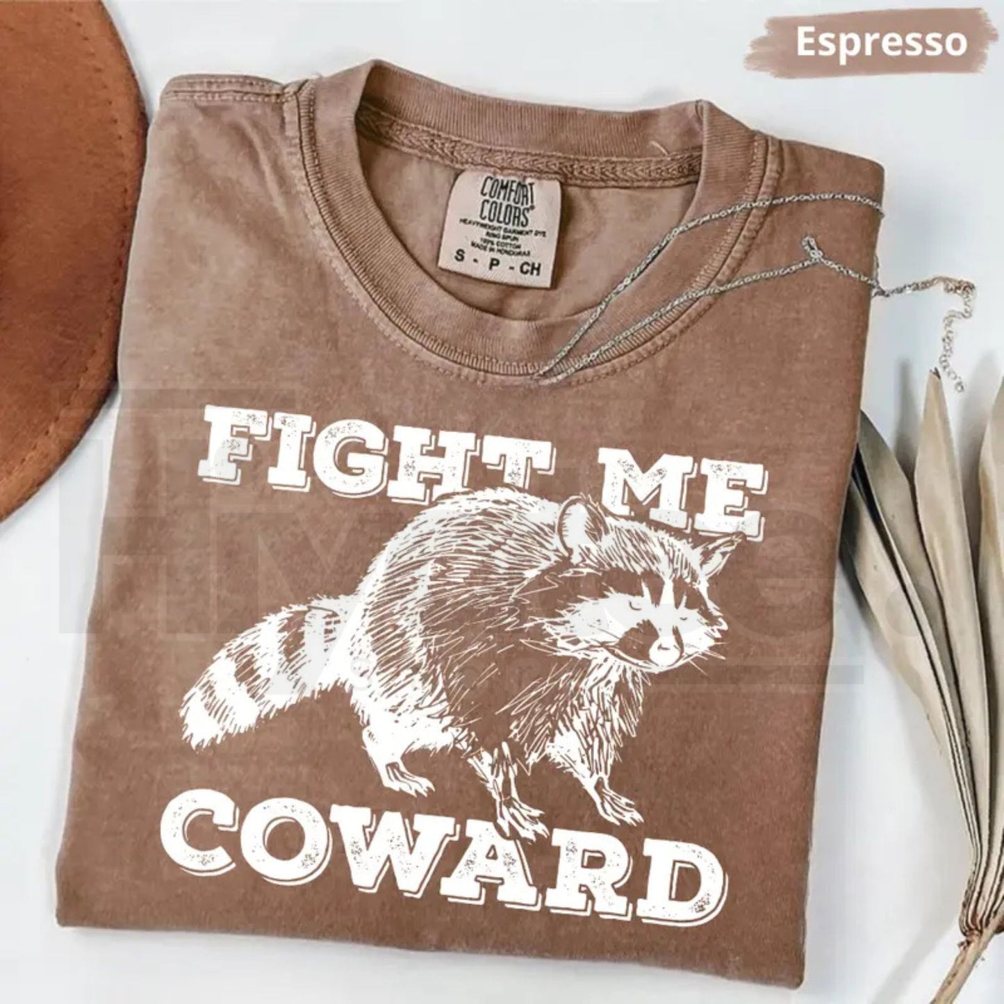 Comfort Colors® "Fight Me Coward" Raccoon T-Shirt – Funny Sarcastic Trash Panda Graphic Tee