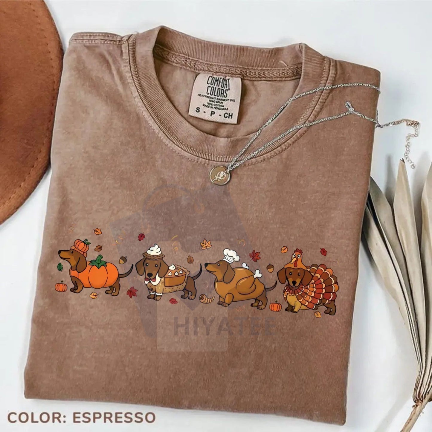 Comfort Colors Thanksgiving Wiener Dog T-shirt – Funny Dachshund Costume Tee, Retro "Gobble" Graphic, Cute Dog Lover Gift