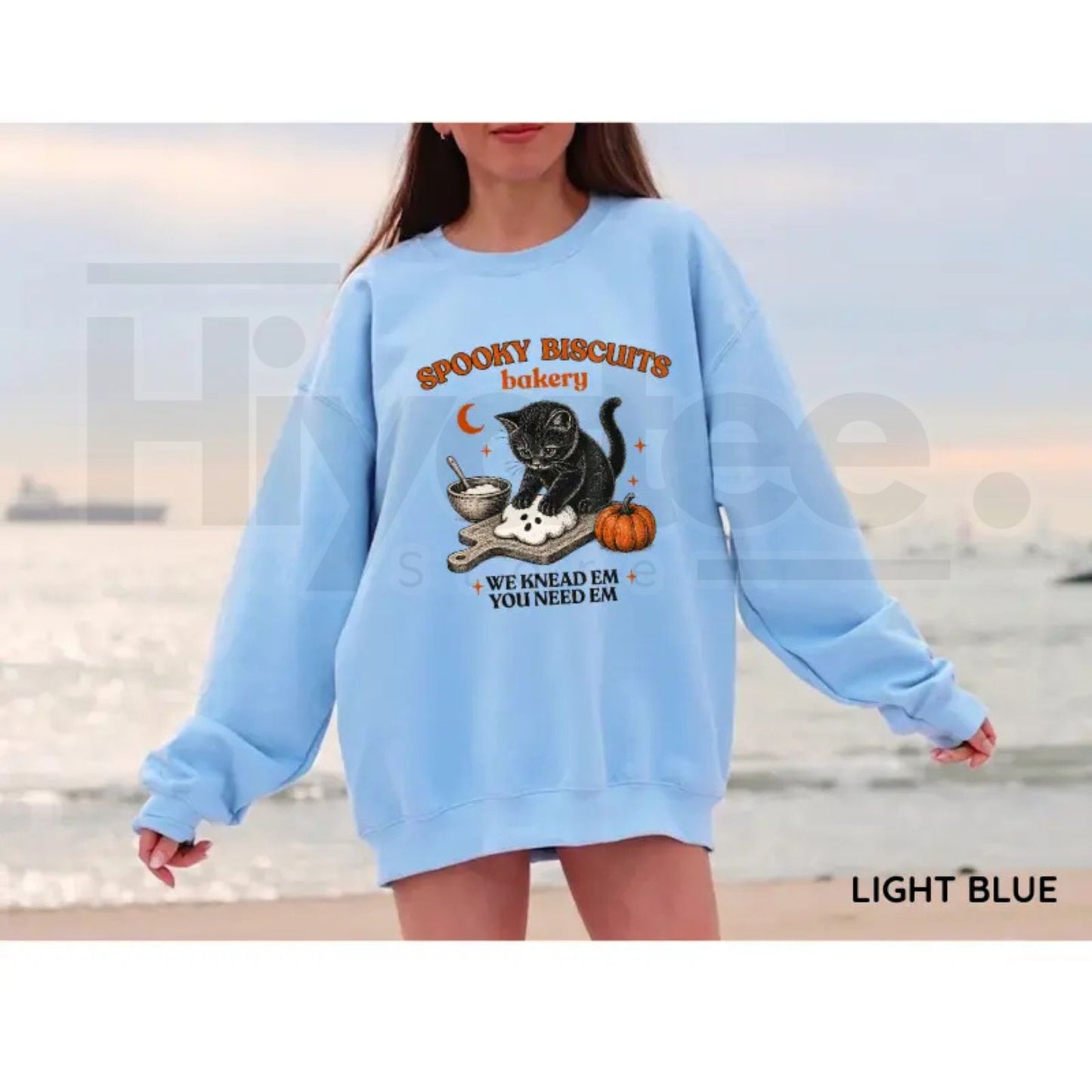 Kitty Biscuits Sweatshirt: Vintage Spooky Season Black Cat Halloween Crewneck