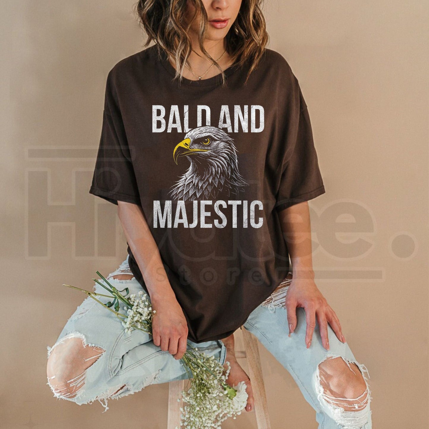 Bald and Majestic Sarcastic Eagle T-Shirt – Funny Novelty Vintage Navy Tee