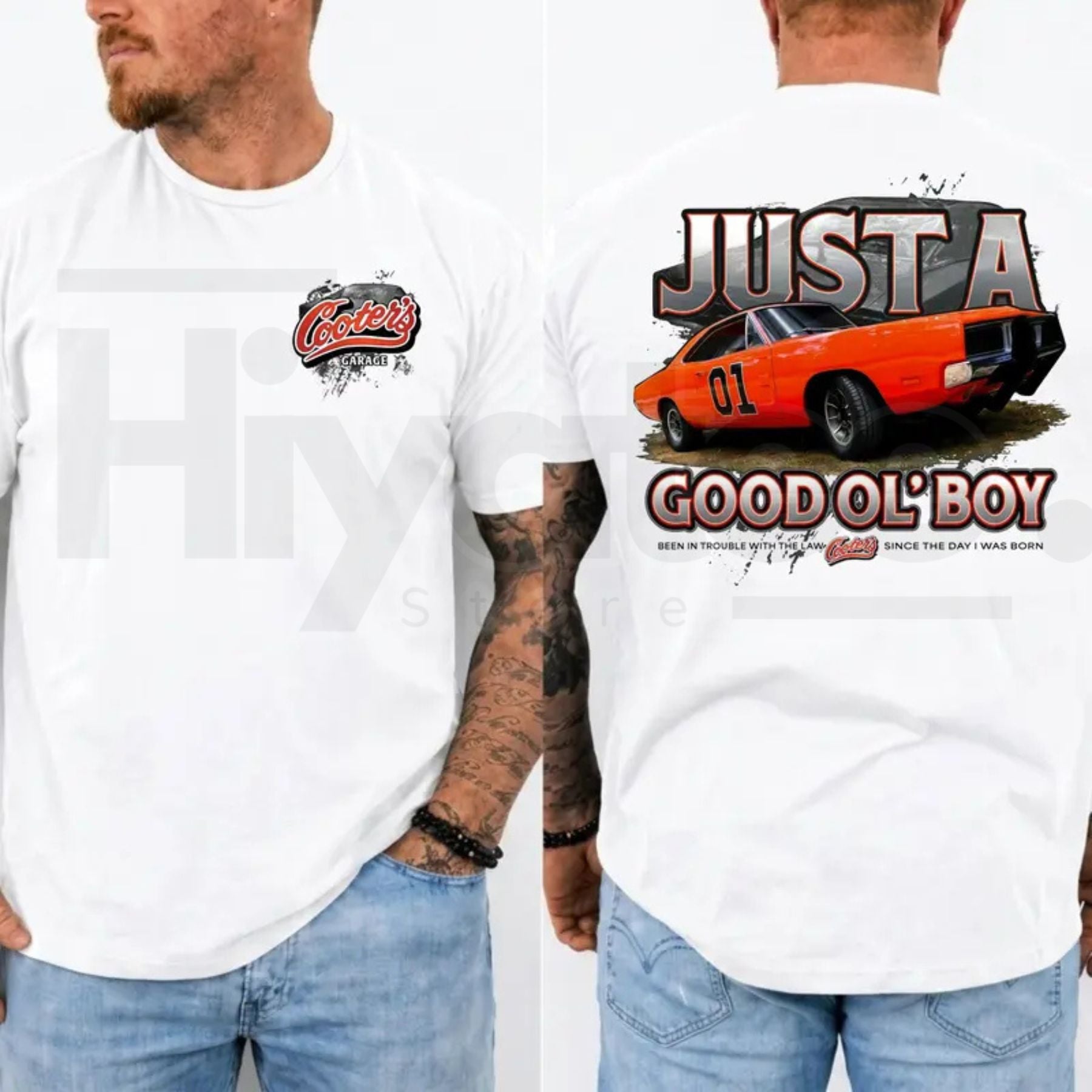 rawlifefactory OLF改　雹衣 General Lee 01 T-Shirt – 2-Sided Retro 1979 TV Show Tee – Hiyatee