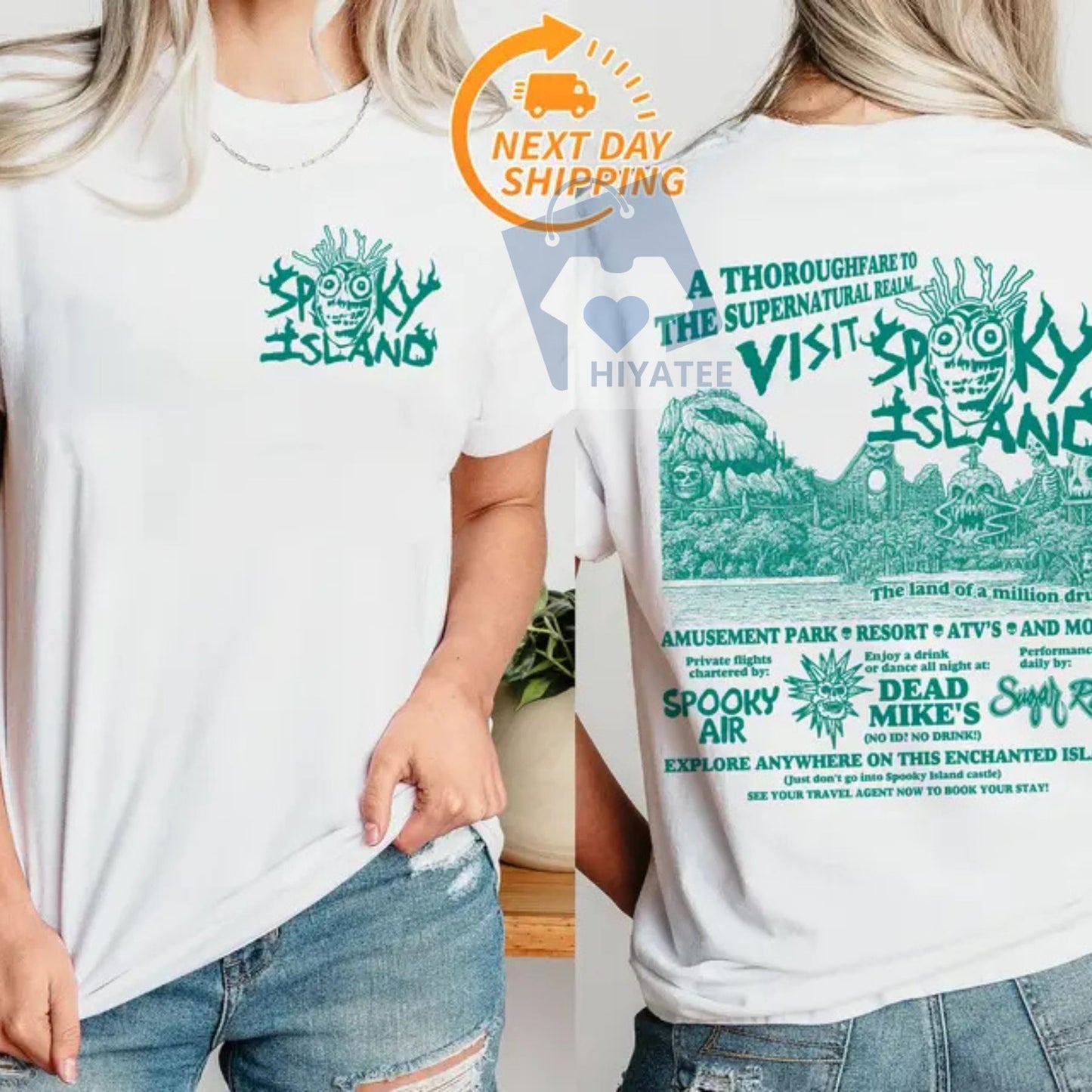 Spooky Island T-Shirt – Retro Horror Amusement Park Tee, Disco Skull Nostalgia Shirt, Halloween Graphic