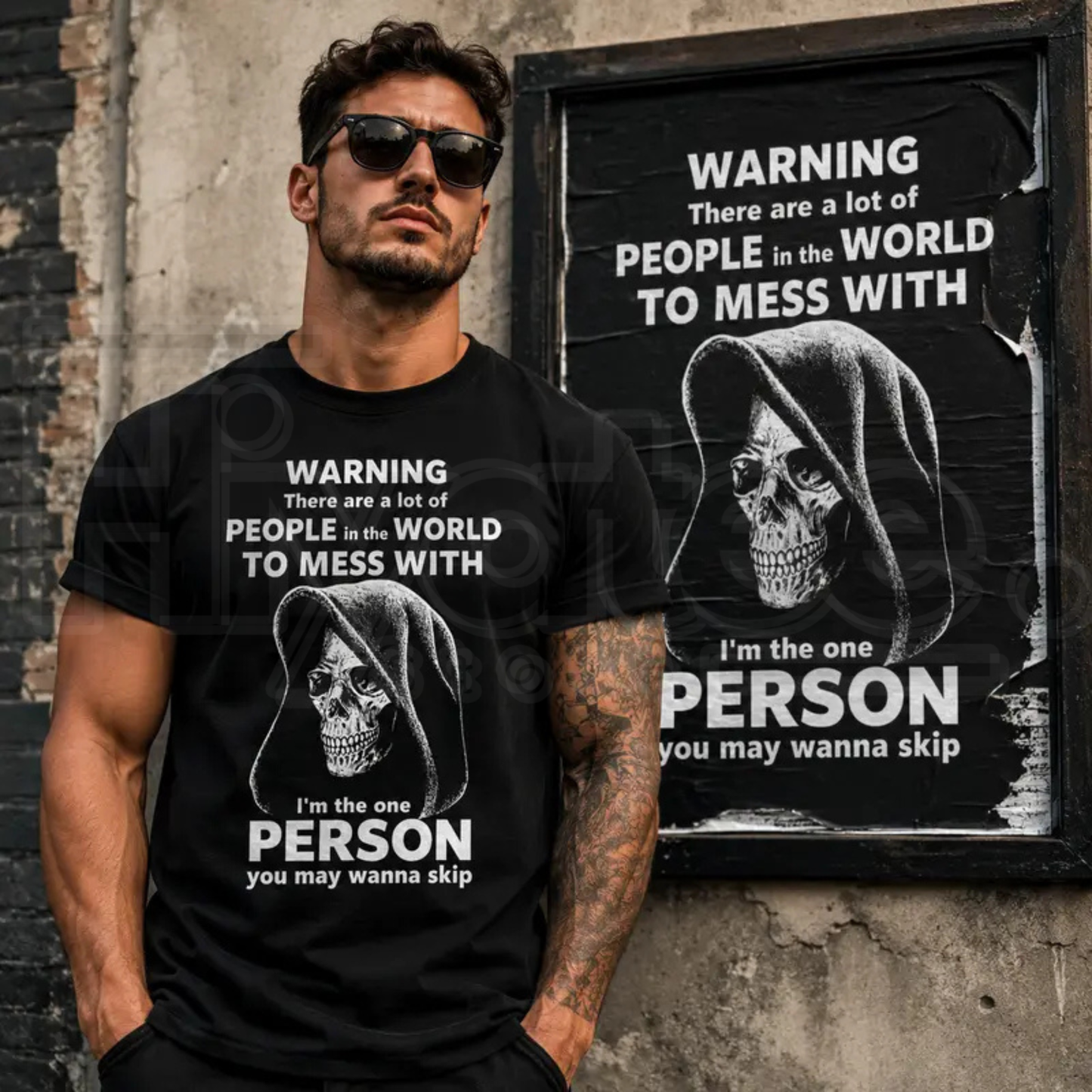 Men’s Funny Grim Reaper T-Shirt – High Contrast Skull Graphic Dark Humor Tee