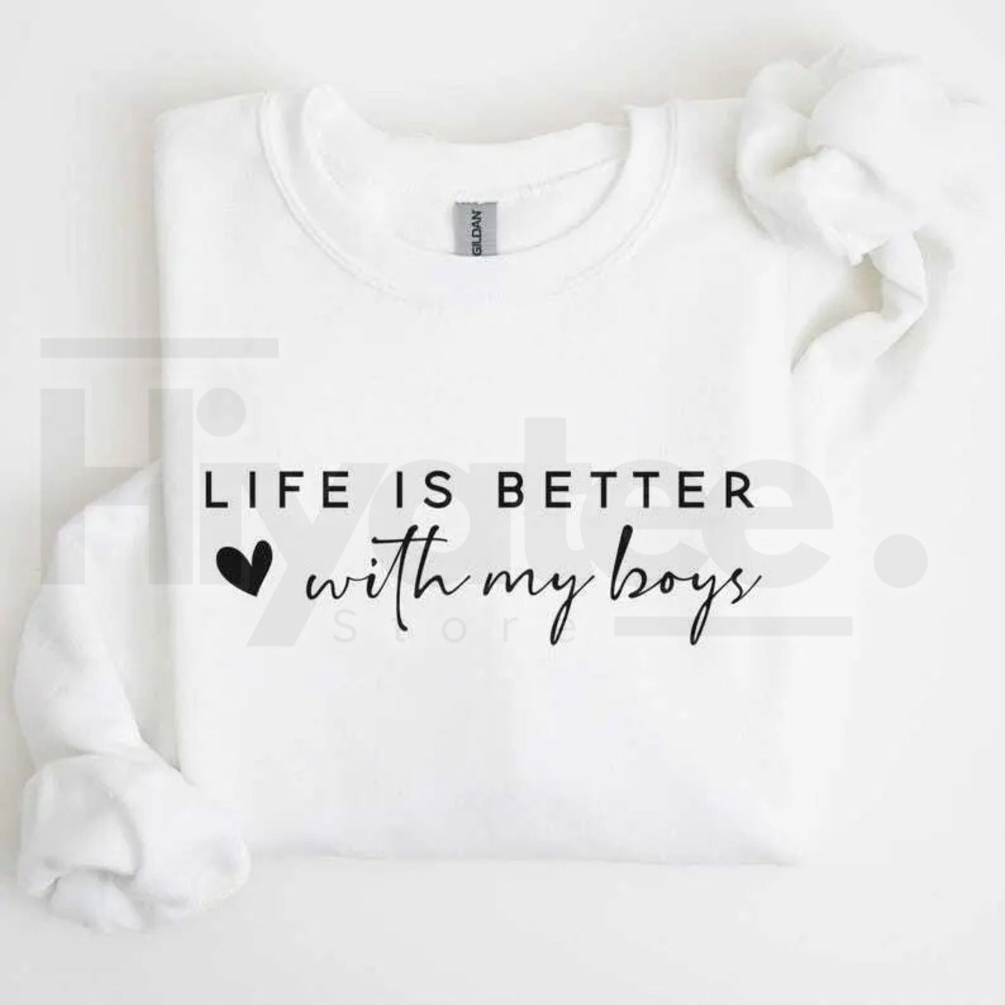 Life is Better With My Boys Sweatshirt: Mom of Boys Crewneck Mother's Day Gift