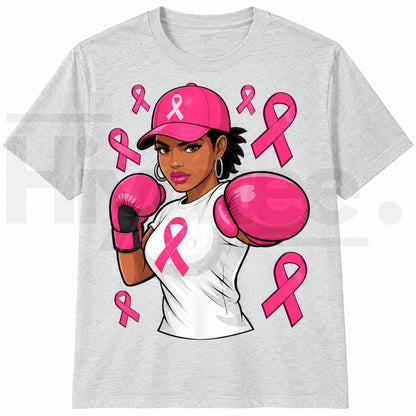 Black African American Breast Cancer Awareness T-Shirt – Pink Ribbon Graphic Tee