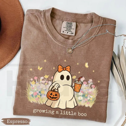 Comfort Colors Growing A Little Boo Halloween Maternity Shirt