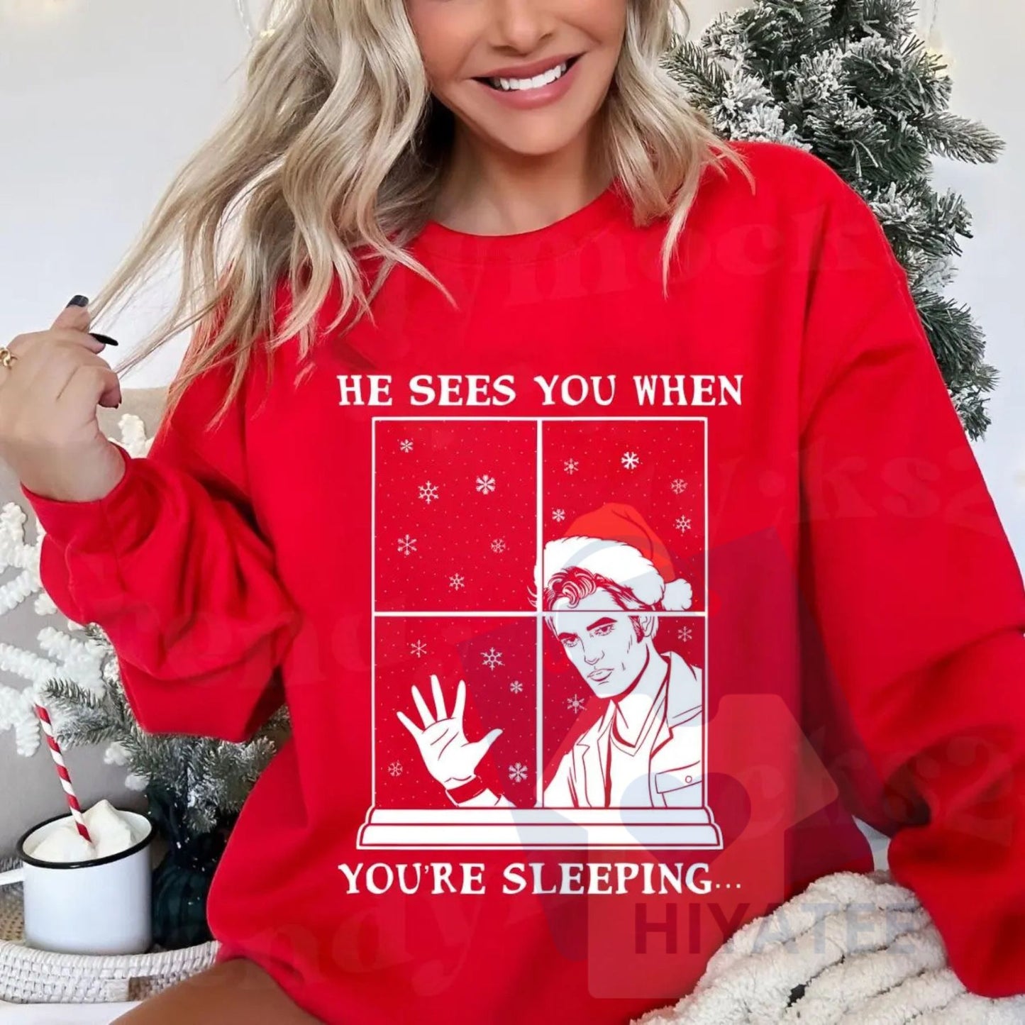 He Sees You When You're Sleeping Christmas Shirt: Twilight Christmas Sweatshirt, Funny Vampire Quote, Gift For Fans