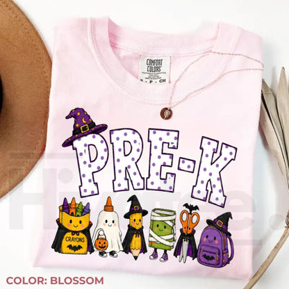 Comfort Colors Halloween Teacher Shirt Spooky Pencil Cute Fall Classroom Tee