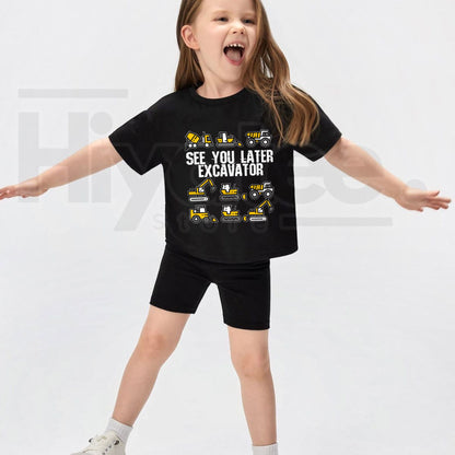 See You Later Alligator Excavator Kids T-Shirt | Cute Anime Construction Graphic Tee