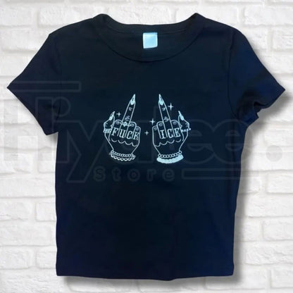 Give ICE The Finger Embroidered Baby Tee – Activist Unisex T-Shirt, Social Justice & Protest Graphic Top