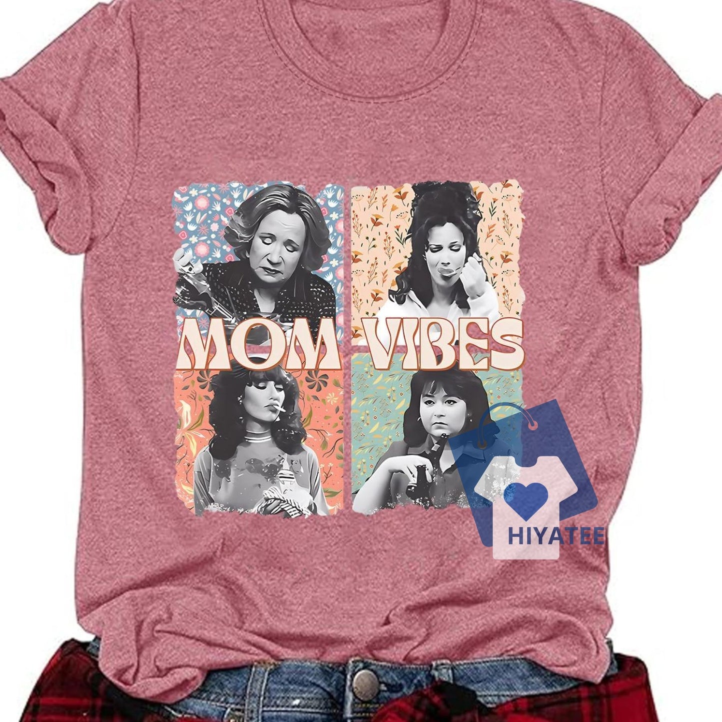 Stylish Mom Vibes Graphic Tee for Women – Casual Round Neck Short Sleeve T-Shirt for Daily Wear and All Seasons Comfort