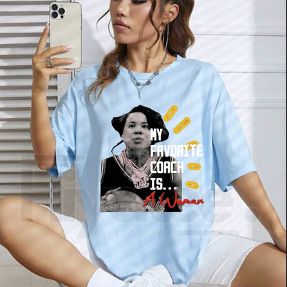 "My Favorite Coach Is A Woman" T-Shirt – Empowering Women in Sports Tee