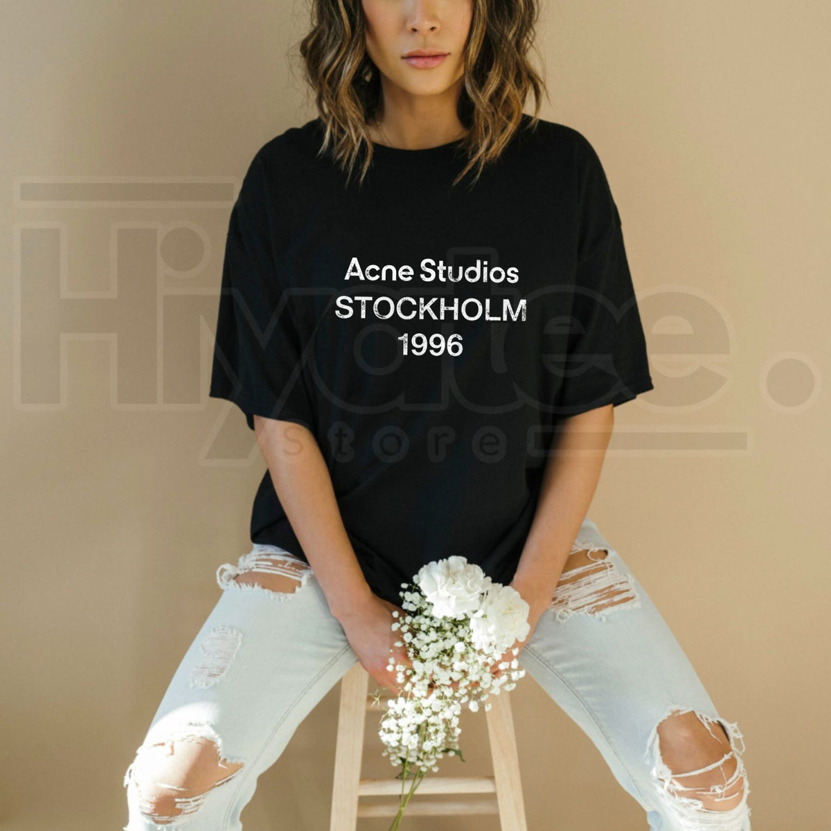 Acne Studios Stockholm 1996 Graphic T-Shirt – Minimalist Distressed Off-White Tee