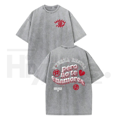 Vintage Latin Eye Graphic Washed T-Shirt – Y2K Oversized 230g Cotton Streetwear Tee