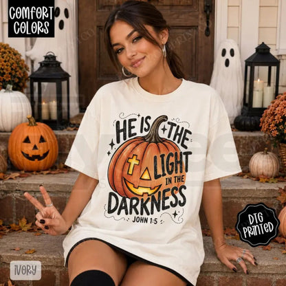 Comfort Colors He Is The Light Religious Fall Tee