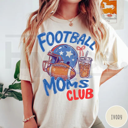 Football Moms Club Comfort Colors T-Shirt Gameday Doodle Football Tee