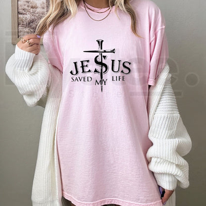Jesus Saved My Life Christian Cross Long Sleeve T-Shirt – Faith Lover Slim Fit Top
