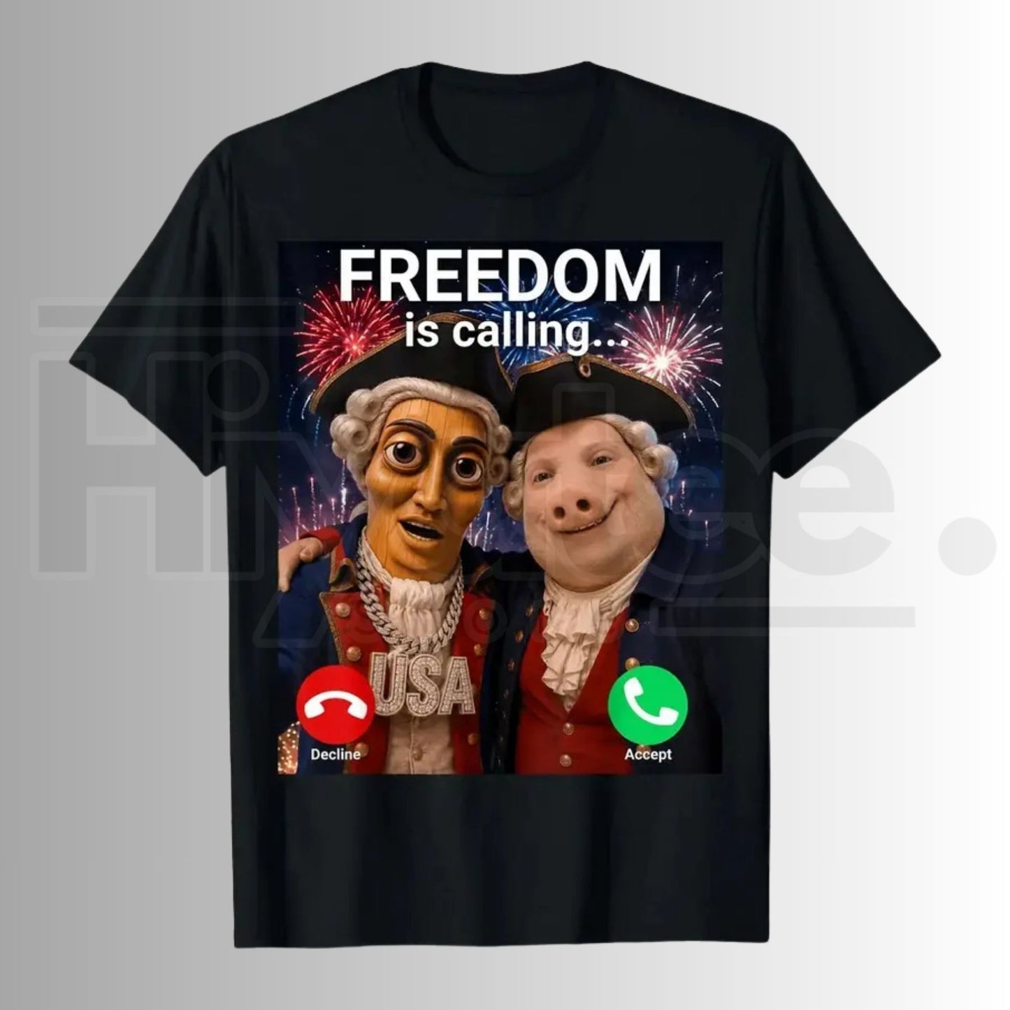 John Pork Freedom Is Calling 4th of July T-Shirt – Tung Tung Tung Sahur Meme Graphic Tee