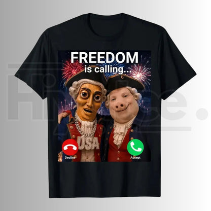 John Pork Freedom Is Calling 4th of July T-Shirt – Tung Tung Tung Sahur Meme Graphic Tee