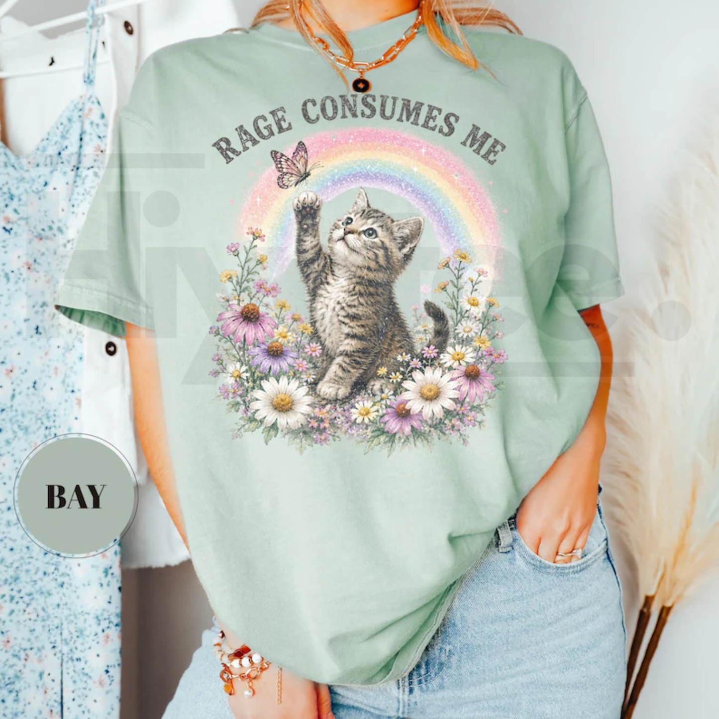 Vintage Rage Consumes Me T-Shirt Funny Cat Comfort Colors Tee Ironic Meme Top