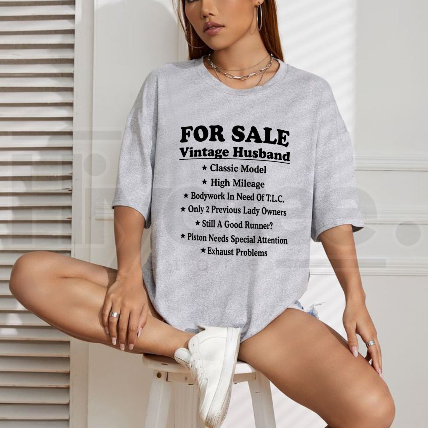 Vintage Husband For Sale Car Parody T-Shirt – Funny Sarcastic Used Car Graphic Tee, Humorous Anniversary Gift