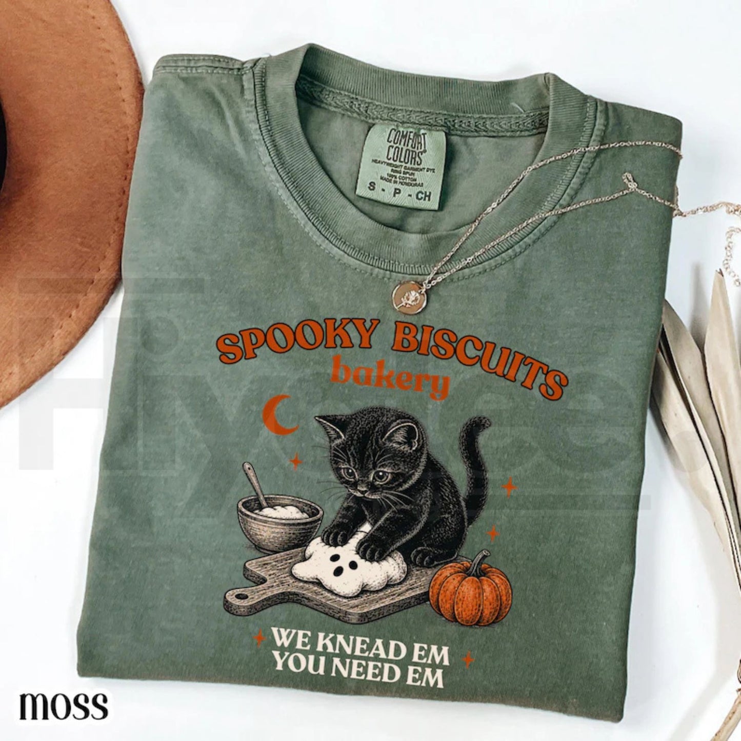 Comfort Colors Kitty Biscuits Shirt Spooky Season Black Cat Halloween Tee