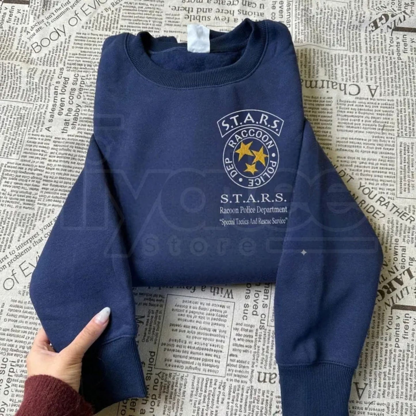 Resident Evil Embroidered Sweatshirt: Umbrella Corporation Leon Kennedy Horror Merch