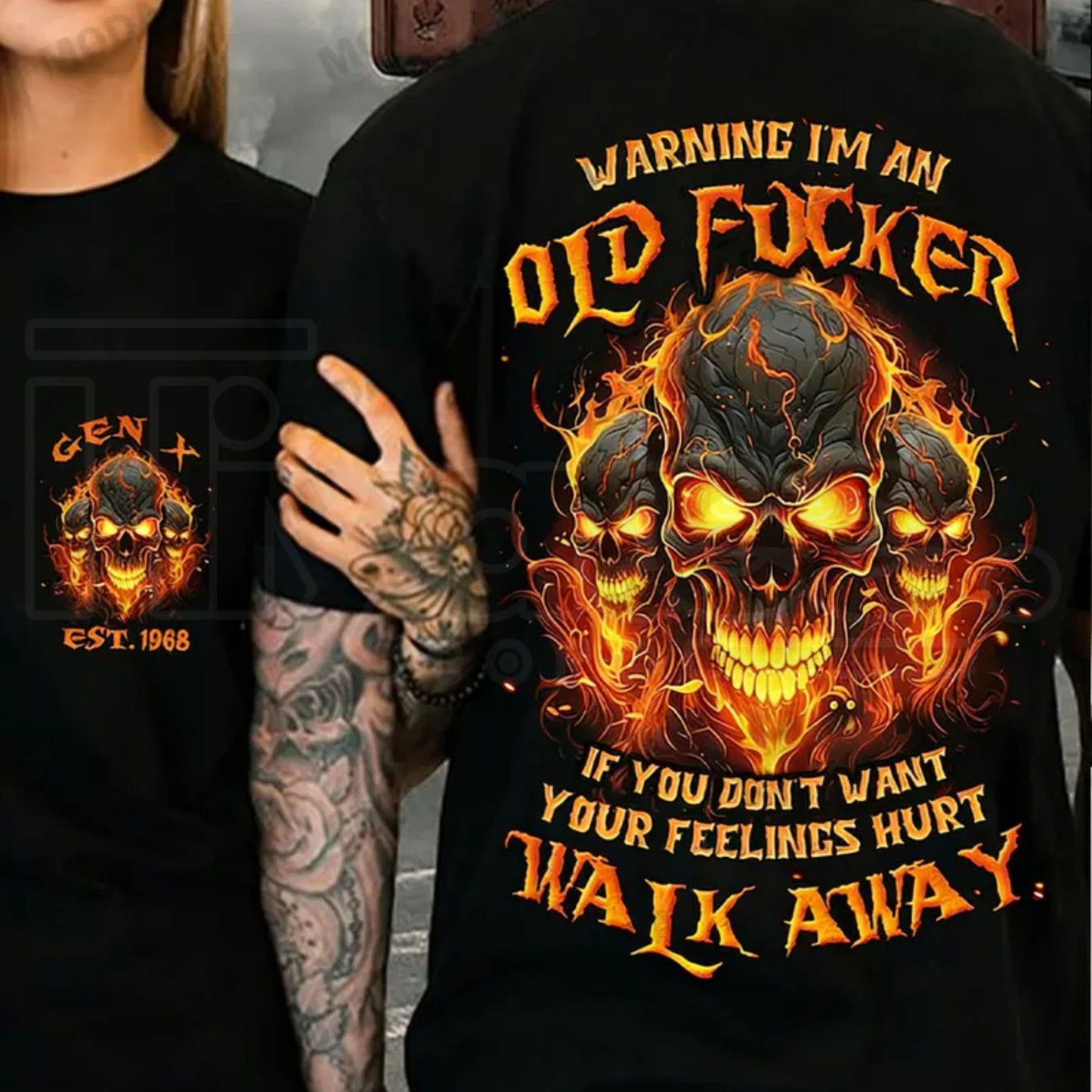 Chaosmoda Generation X Warning I'm An Old Fucker Custom Year Skull T-Shirt