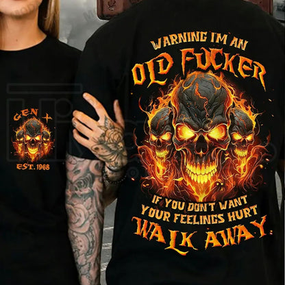 Chaosmoda Generation X Warning I'm An Old Fucker Custom Year Skull T-Shirt