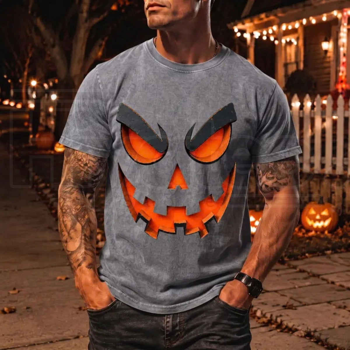 Men's Scary Evil Jack O' Lantern T-Shirt – Spooky Halloween Graphic Tee