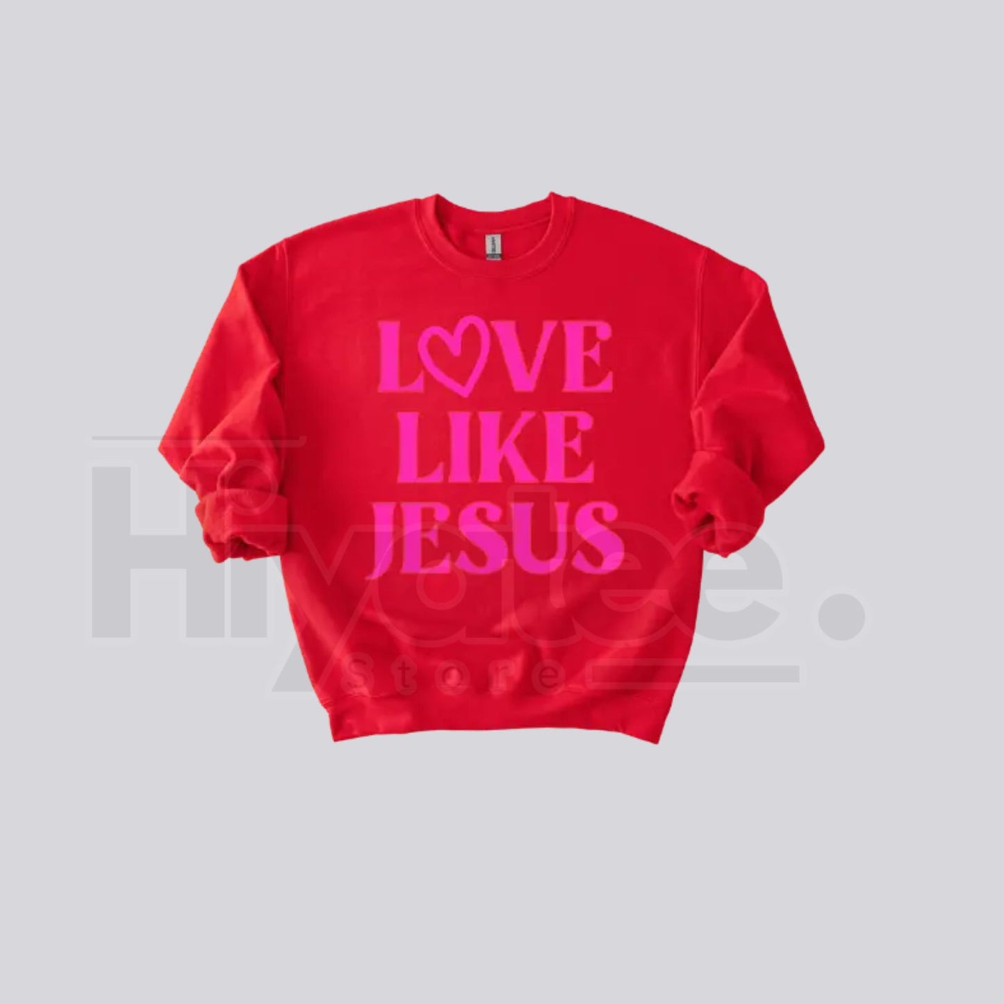 Love Like Jesus Puff Print Valentine’s Day Sweatshirt: 3D Aesthetic Christian Crewneck